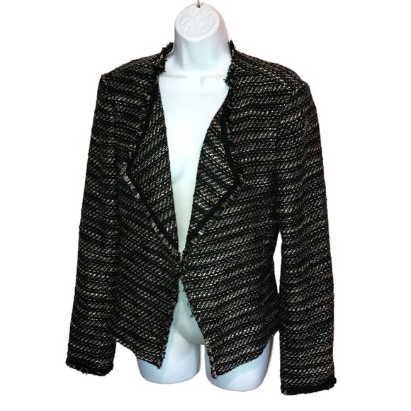 LOFT Jackets & Blazers - LOFT Tweed Multi Color Fringe Trim Lined Blazer Jacket - size 10